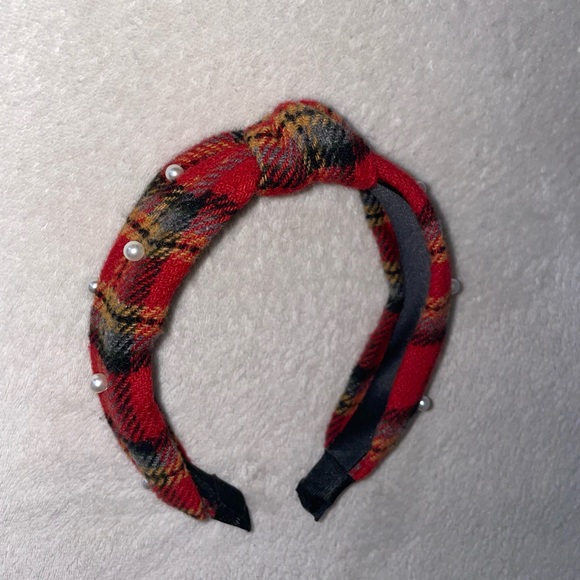 Plaid Pearl Knotted Headband - Picture 3 of 4